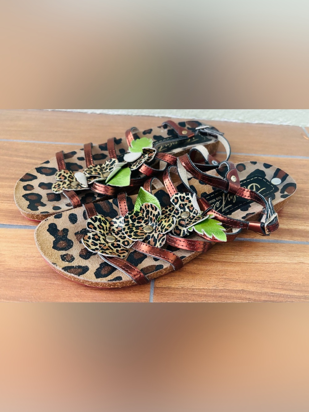 Beverly Feldman Leopard-Print Strappy Sandals Size: 8.5